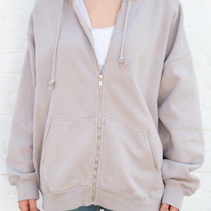 Brandy Melville Christy zip-up hoodie -Tan /Oversized Fit